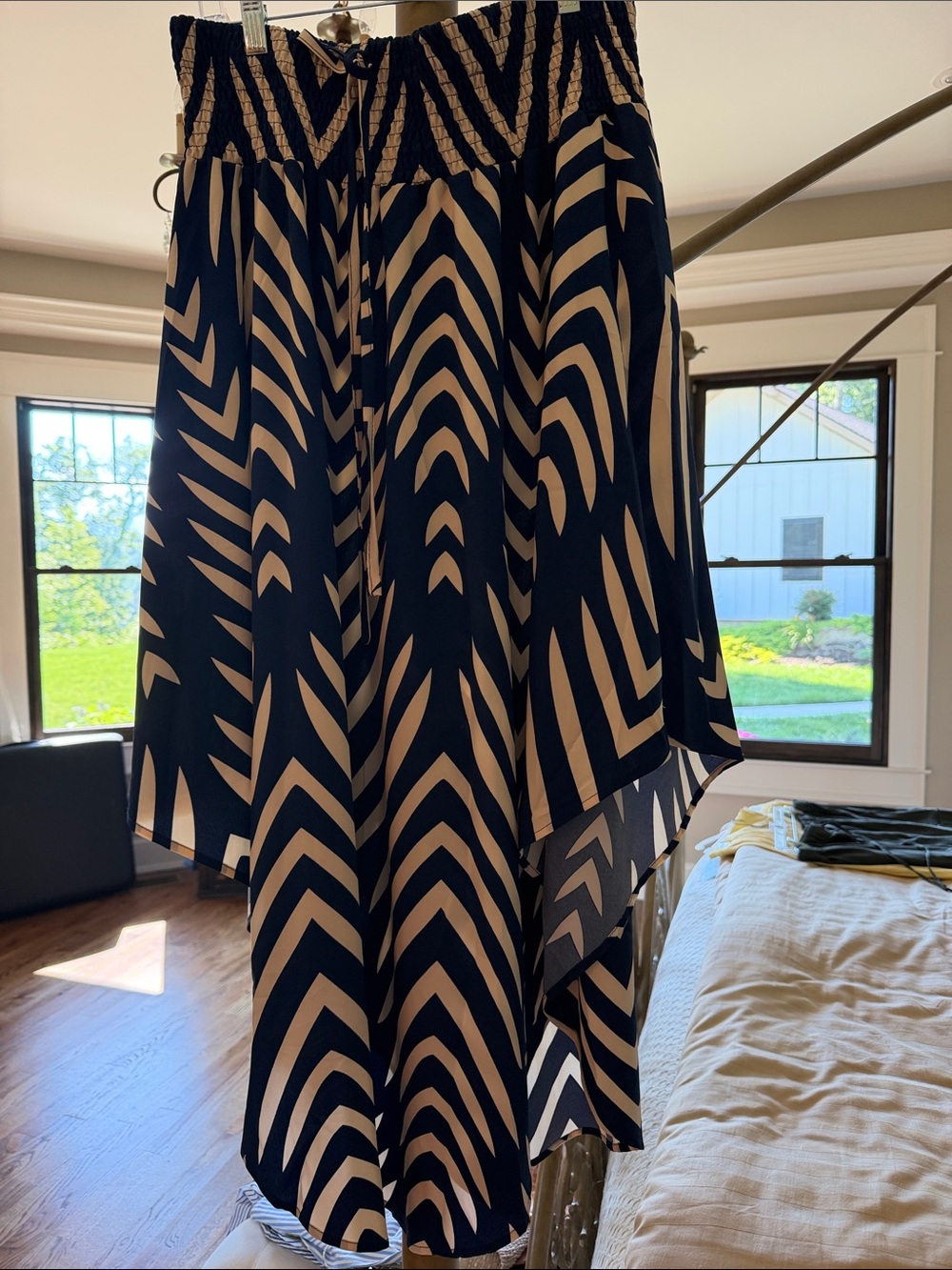 Black & Cream Chevron Maxi Skirt